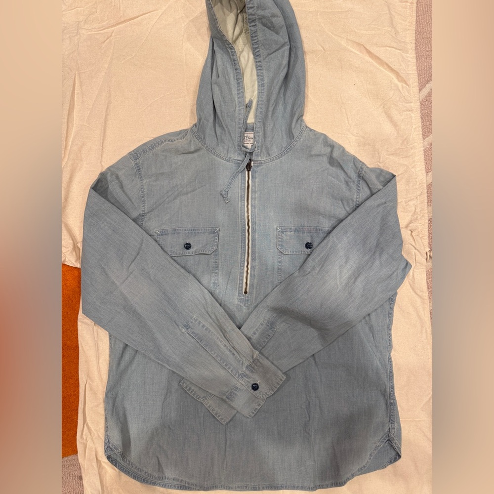 J. Crew Light Blue Hooded Shirt Jacket